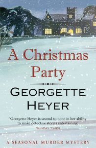 Cover of A Christmas Party by Geogette Heyer showcountry house in snow